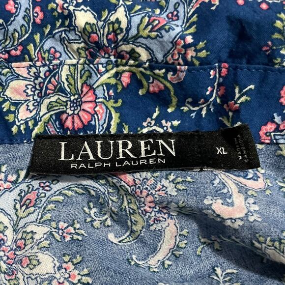 Lauren Ralph Lauren Sleep Shirt Womens XL Blue Paisley Black Label Sleepshirt - Picture 7 of 12